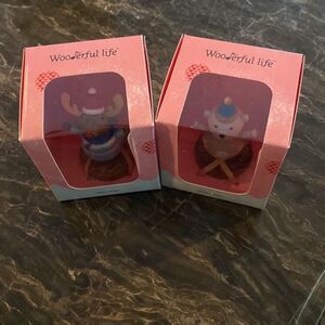 2 NWT Wooden Christmas Wobblies